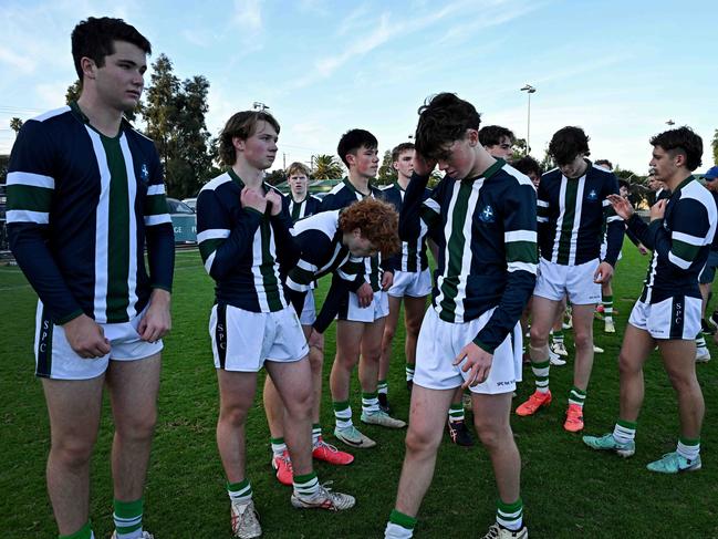 St Patricks College players after losing the ACC Grand Final last year. Picture: Andy Brownbill