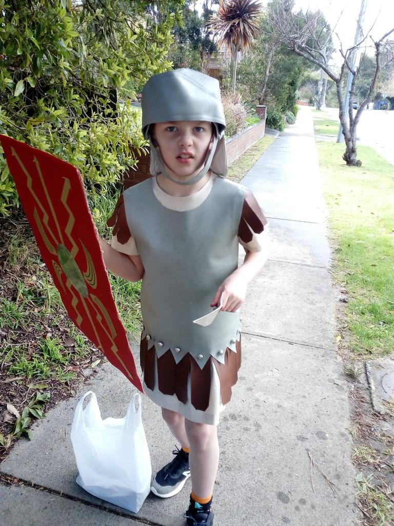 Ian dressed as an Ancient Roman legionary (who had not yet met Asterix or Obelix).