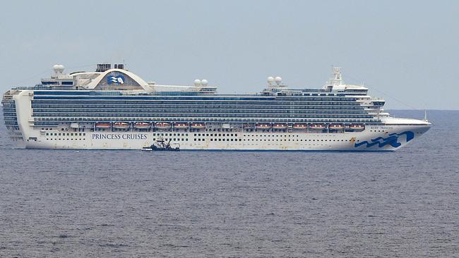 The Princess Cruises-owned Ruby Princess cruise ship in waters off Sydney on Monday. Picture: Joel Carrett/AAP