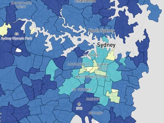 Covid vaccination map. Picture: NSW Health