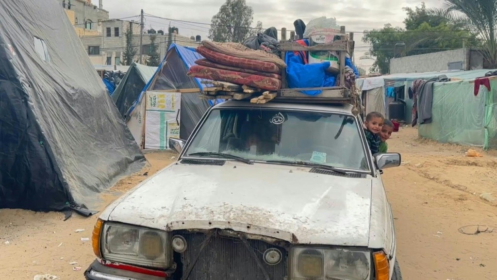 More than a million Gazans have sought shelter in a sprawling makeshift encampment near the Egypt border