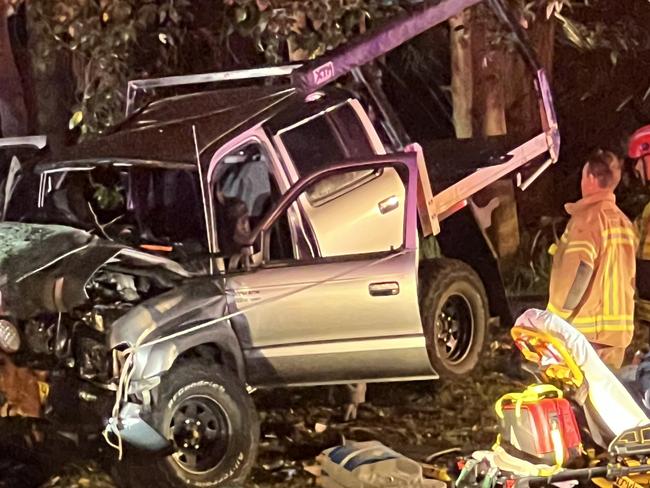 The Hilux was full of teens when it crashed into a tree. Picture: Supplied