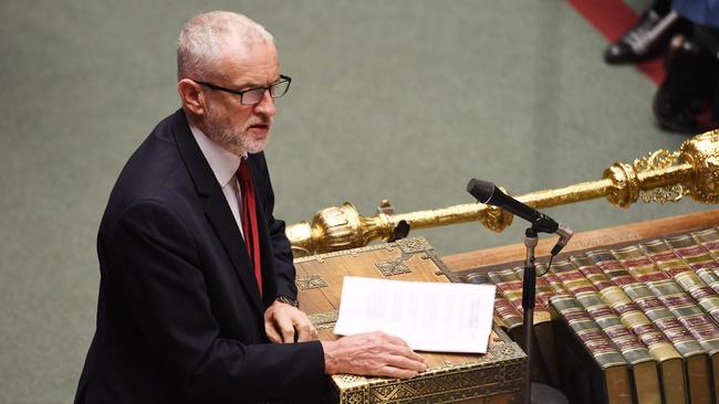 Jeremy Corbyn speaks after MPs approved in principal the Brexit Withdrawal Agreement Bill but rejected the proposed timetable. Picture: AFP