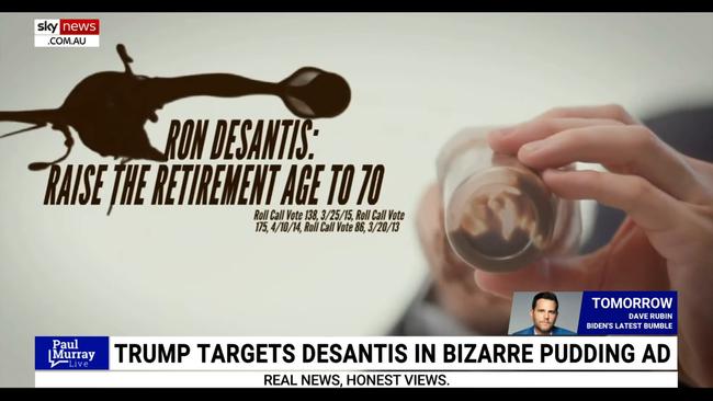 ‘awkward And Interesting Trump Targets Ron Desantis In Bizarre Pudding Ad Sky News Australia