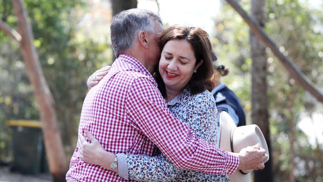 Premier Annastacia Palaszczuk thanks Scenic Rim mayor Greg Christensen Picture: NIGEL HALLETT