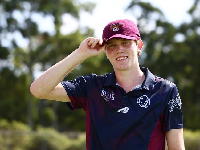 BRISBANE, AUSTRALIA - MARCH 11: Cap presentation for Callum Vidler of Queensland during the Sheffield Shield match between Queensland and New South Wales at Allan Border Field, on March 11, 2024, in Brisbane, Australia. (Photo by Chris Hyde/Getty Images)