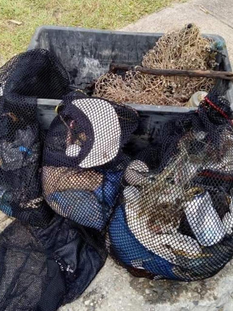 Environmental divers clean up the Gold Coast Seaway. This year they removed 1.75 tonnes from the waterways. Picture: supplied