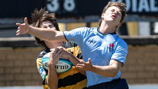 29/10/23. News Local, Sport.Sylvania Waters, NSW, Australia.U 16Ãs Rugby.Action pics from the NSW v Western Force under 16Ãs game at Forshaw Park in Sylvania Waters.Pic shows NSW player Tom HartmanPicture: Julian Andrews