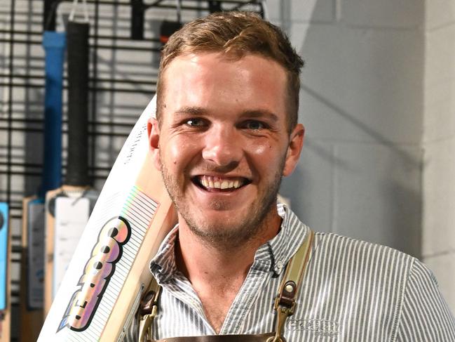 Brisbane Heat blaster and Nightcliff recruit player Josh Brown, who is also a bat maker, smashed 63 not out in Round 1 of Darwin Premier cricket. Picture: Lyndon Mechielsen/Courier Mail.