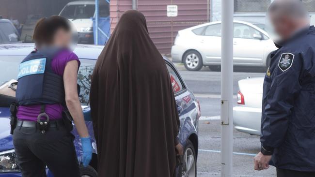 Abdirahman-Khalif when she was first arrested by Australian Federal Police in 2017.