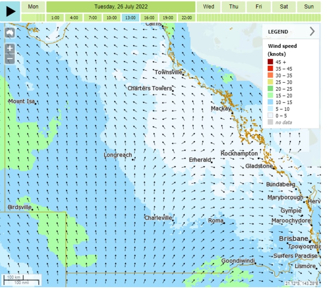 Fresh and gusty south-westerly winds are developing across southern and central Queensland Tuesday.