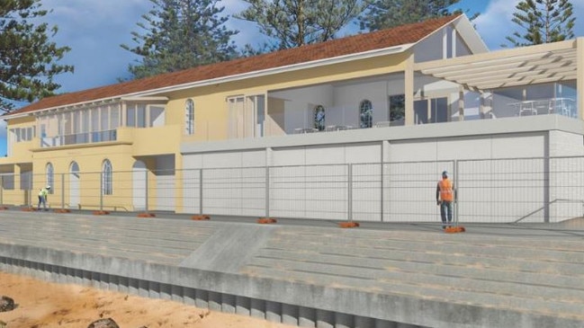 An artist's impression showing a seawall to be built as part of a proposed refurbishment of Newport Surf Club. Picture: Adriano Pupilli Architects