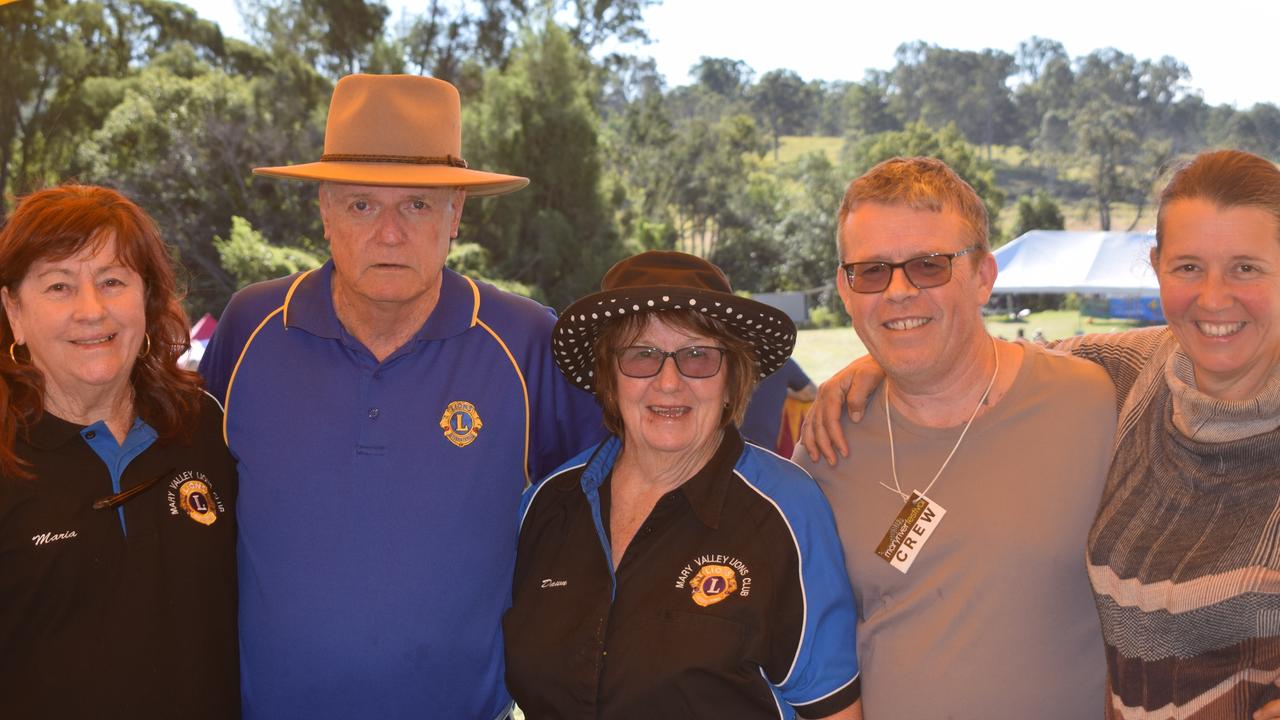 Mary River Festival at Kandanga, July 17, 2021: Maria Brasington, Bob Bland, Dawn Johanson, Tony Hyde and Anne Stephens. Pictures: Josh Preston