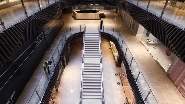 An empty Emporium shopping centre in Melbourne last month. Picture: Getty Images