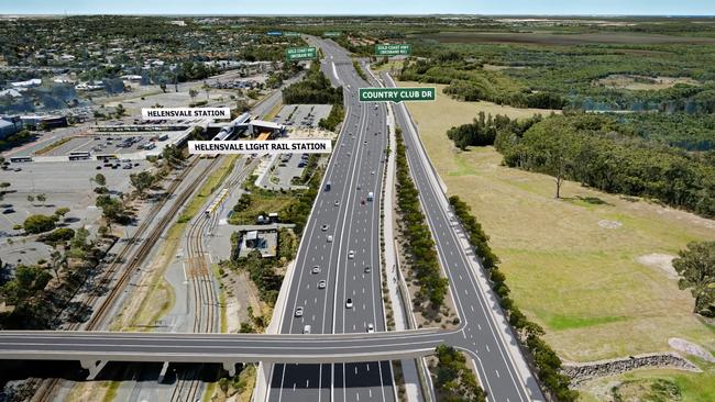 An artist’s impression of Labor’s proposed Coomera Connector at Helensvale. Picture: TMR