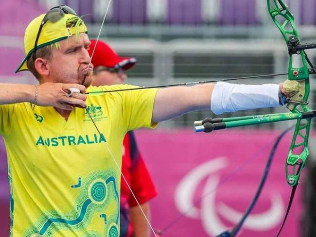 Taymon Kenton-Smith Ply takes aim for Australia. Supplied: Archery Australia