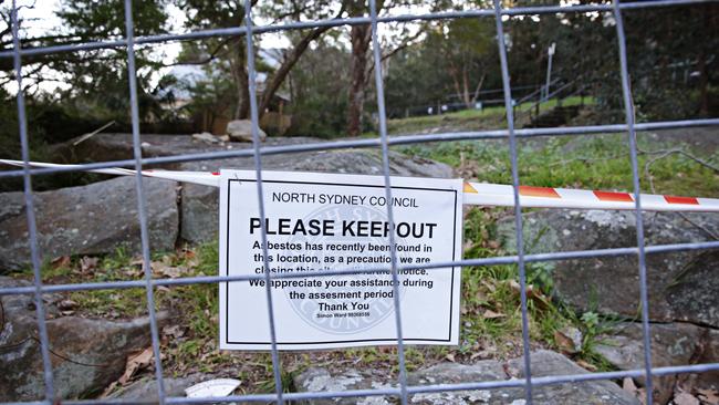 An asbestos warning sign at a Waverton address. Picture: Adam Yip / Manly Daily