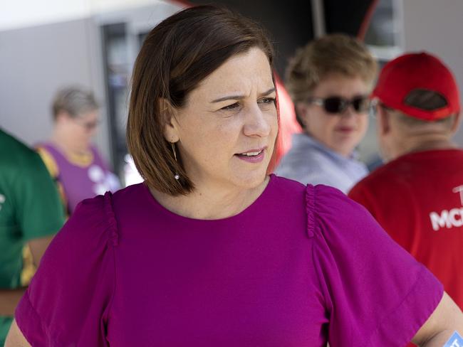 Brisbane AUSTRALIA - NewsWire Photos October 29, 2020: Queensland LNP opposition Leader Deb Frecklington visits Janet Wishart LNP candidate for Mansfield at a pre-pol booth in the electorate. Picture: NCA NewsWire / Sarah Marshall