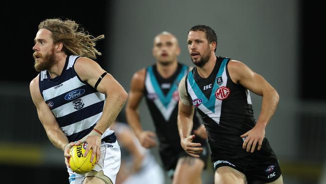 Travis Boak says Port’s forward line needed to learn from how Geelong handled them. Pic: Michael Klein