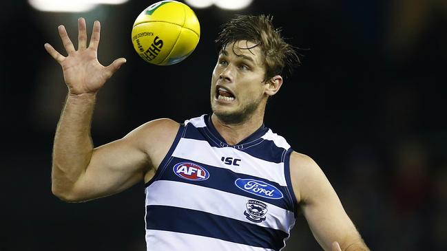 AFL Round 12. Geelong v Carlton at Etihad Stadium. Tom Hawkins 3rd qtr. Pic: Michael Klein. Friday June 6, 2014.