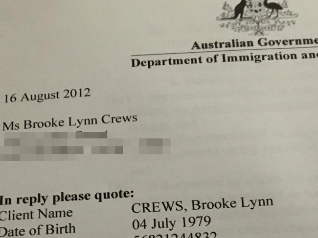 Brooke Lynn Crews immigration document
