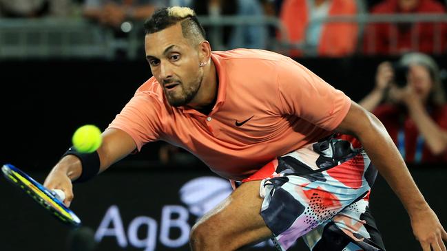 Kyrgios was in red-hot form in his grand slam opener and will look to continue that Friday. Picture: Mark Stewart