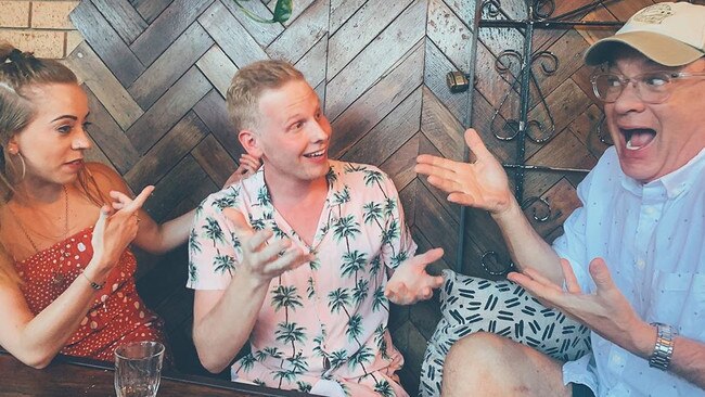 Actor Tom Hanks at Bonita Bonita &amp; Bon Bon Bar, Mermaid Beach, on Monday. Photo: Instagram / @micahwarz