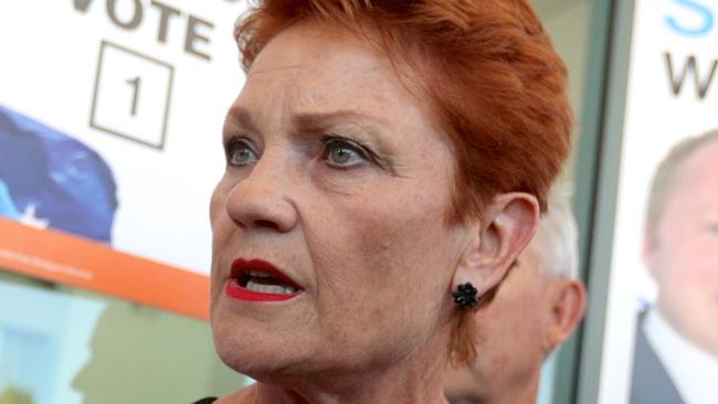 One Nation leader Pauline Hanson holds a press conference outside Rockingham Shopping Centre on Monday, Mar. 06, 2017. Picture: AAP Image/Richard Wainwright.