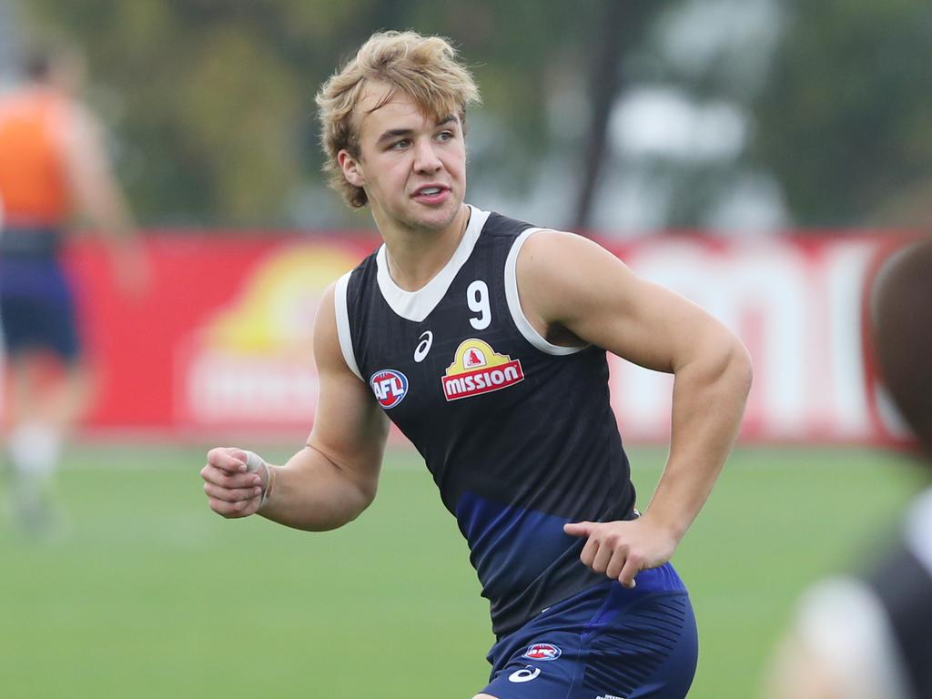 Can Ryley Sanders become a regular in the Western Bulldogs midfield this year? Picture: David Crosling