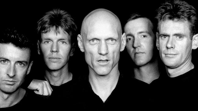 Midnight Oil, photographed in 1993 for Rolling Stone. L-R: Rob Hirst, Martin Rotsey, Peter Garrett, Jim Moginie, Bones Hillman. Picture: Andrzej Lugiz