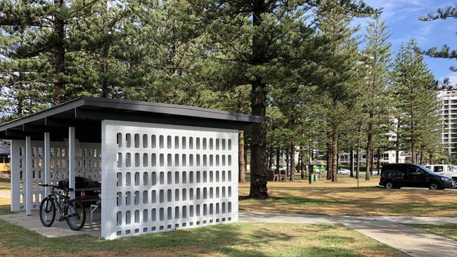 A shelter the family used to sleep in at Broadbeach.