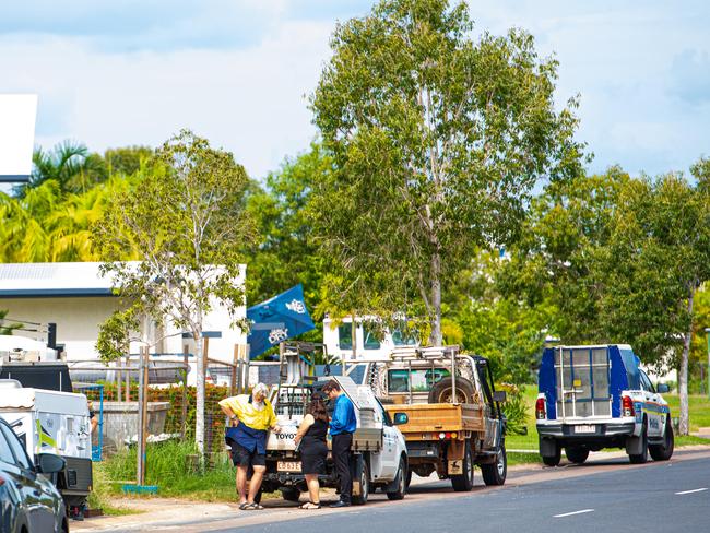 Worksafe NT and the police investigate an death at a worksite in Bayview. Picture: CHE CHORLEY