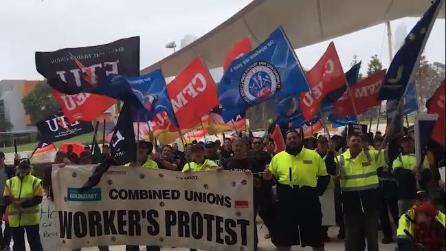 Union members and locals protest at Gold Coast City Council