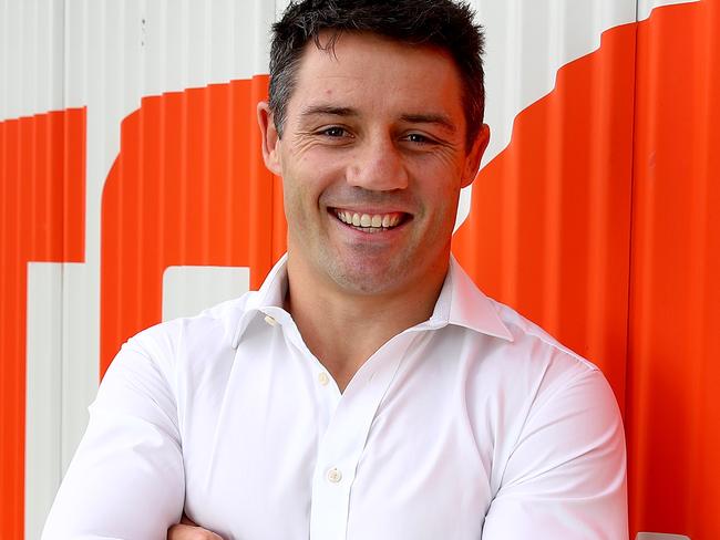 ****EXCLUSIVE TO DAILY TELEGRAPH**** Former Roosters NRL premiership star Cooper Cronk has been appointed to a Leadership Development role with the GWS Giants. Pictured at Giants HQ in Homebush with coach Leon Cameron. Picture: Toby Zerna