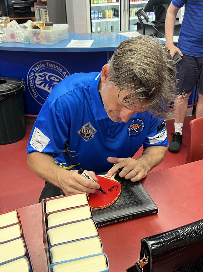 Actor Nikolaj Coster-Waldau signing autographs in Townsville on Sunday.