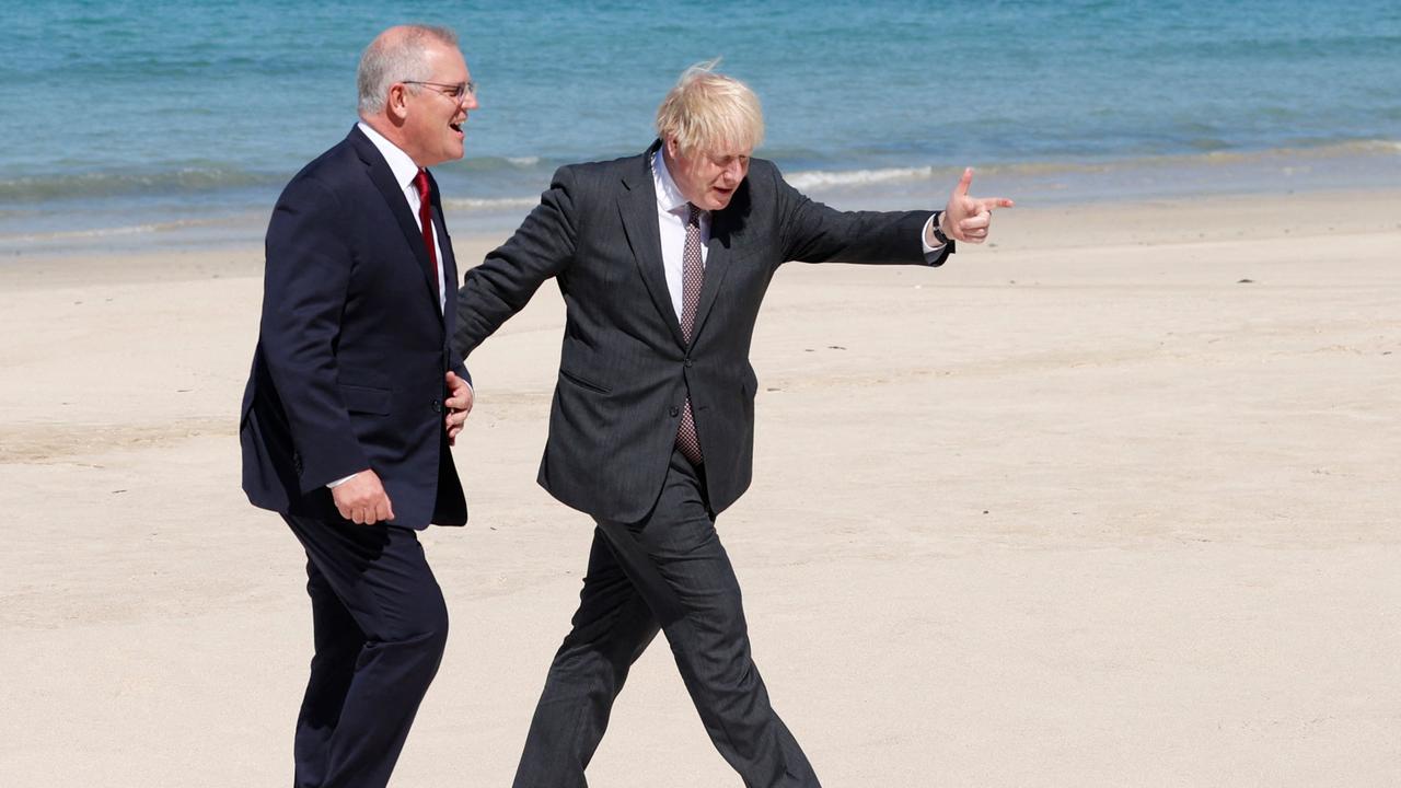 Deal or no deal. Britain's Prime Minister Boris Johnson will meet with Australia's Prime Minister Scott Morrison on Tuesday in hopes of signing and in-principle free trade agreement Picture: Adrian Dennis/AFP