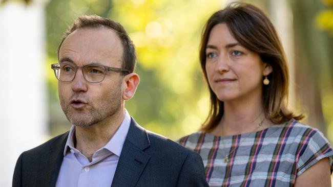 Greens leader Adam Bandt and Greens senator for Victoria Steph Hodgins-May, Greens Senator for Victoria. Picture: Penny Stephens