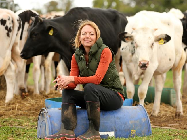 Dairy farmer Sue McGinn is getting the extra 5 cents at the farm gate from Norco which is helping her stay afloat. Picture: Nathan Edwards