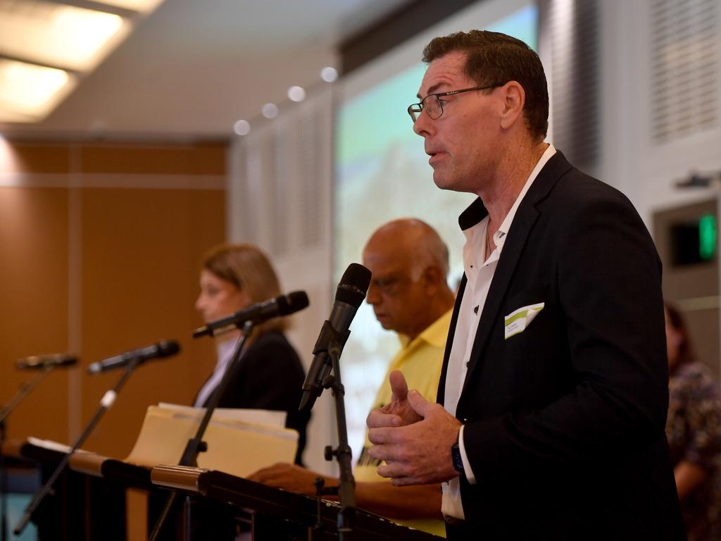 Mayoral candidates incumbent Jenny Hill, Harry Patel and Troy Thompson. Picture: Evan Morgan