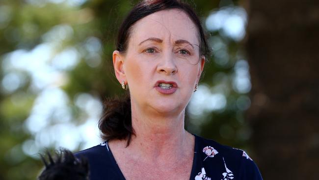 Queensland Health Minister Yvette D'Ath speaking with media at Redcliffe, Redcliffe Wednesday 23rd March 2022 Picture David Clark