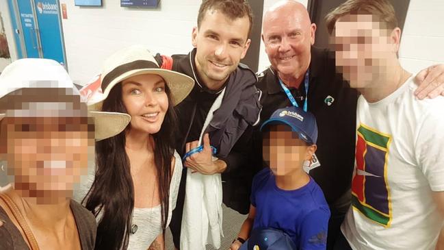 Instagram image of Schapelle Corby (second from left) with tennis player Grigor Dimitrov (centre) and security guard John McLeod (second from right) at the Brisbane International tennis tournament.