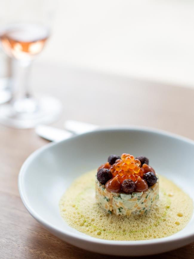 Pumpkin, salmon roe, quince at Tarrawarra. Picture: Born Social