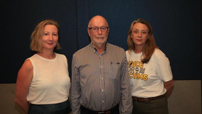 Katherine Hayes, CEO of the Youth Advocacy Centre, Keith Hamburger, former Director General of Queensland Corrective Services Commission, and victim advocate Trudy Reading spoke at the Cairns community seminar on Tuesday night. Picture: Molly Frew