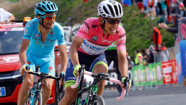 The Orica team’s Esteban Chaves wears the pink jersey during May’s Giro d'Italia