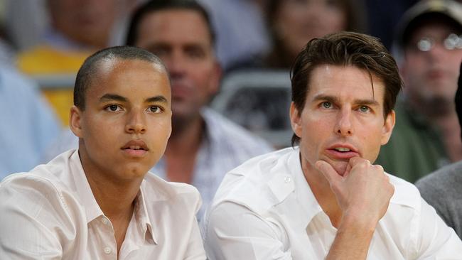 Connor and his dad at the 2009 NBA Playoffs between the Los Angeles Lakers and the Denver Nuggets. Picture: Noel Vasquez/Getty Images