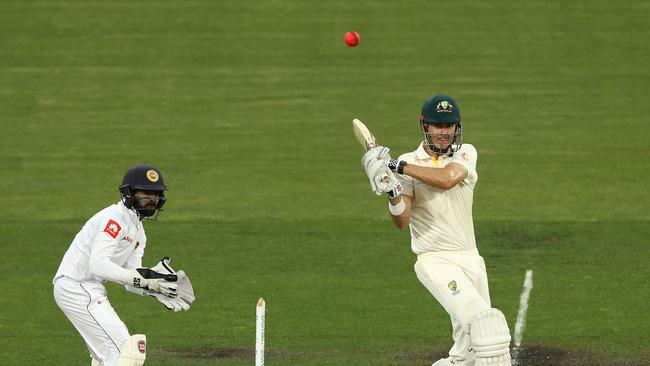 Patterson pulled Warne out of the ground in the first ball he faced from the Spin King. (Photo by Robert Cianflone/Getty Images)