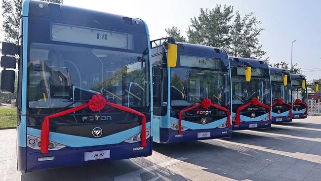 Foton proudly shows off the shiny new buses. Picture: Facebook