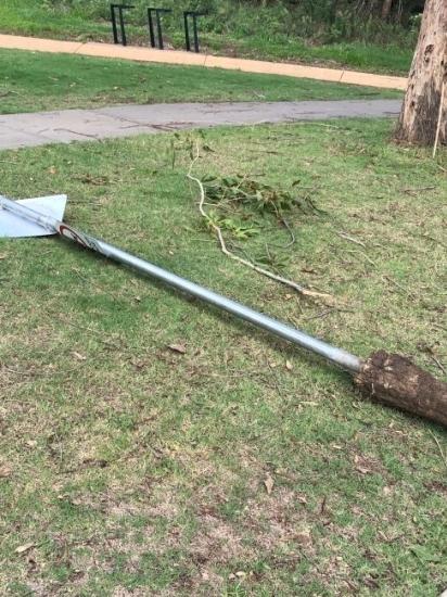 A pole was ripped out of the ground at the reserve.