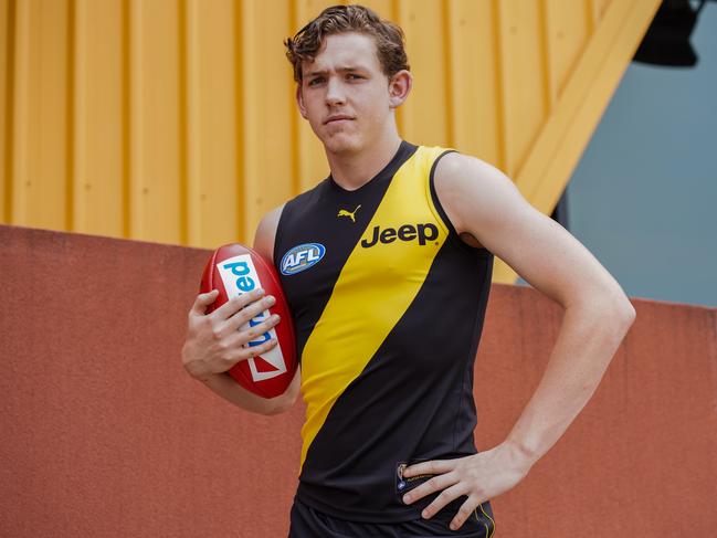 Riley Collier-Dawkins is waiting in the wings for Richmond. Picture: Natasha Morello/AAP