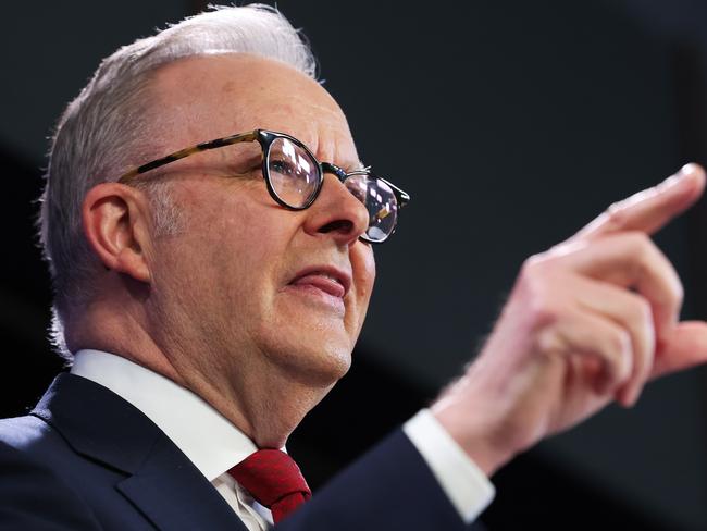 NCA 2025 FEDERAL ELECTION BUS. 30/04/2025 Australian Labor Prime Minister Anthony Albanese speaks at the Canberra Press Club in the last week of his election campaign. Picture: Jason Edwards / NewsWire